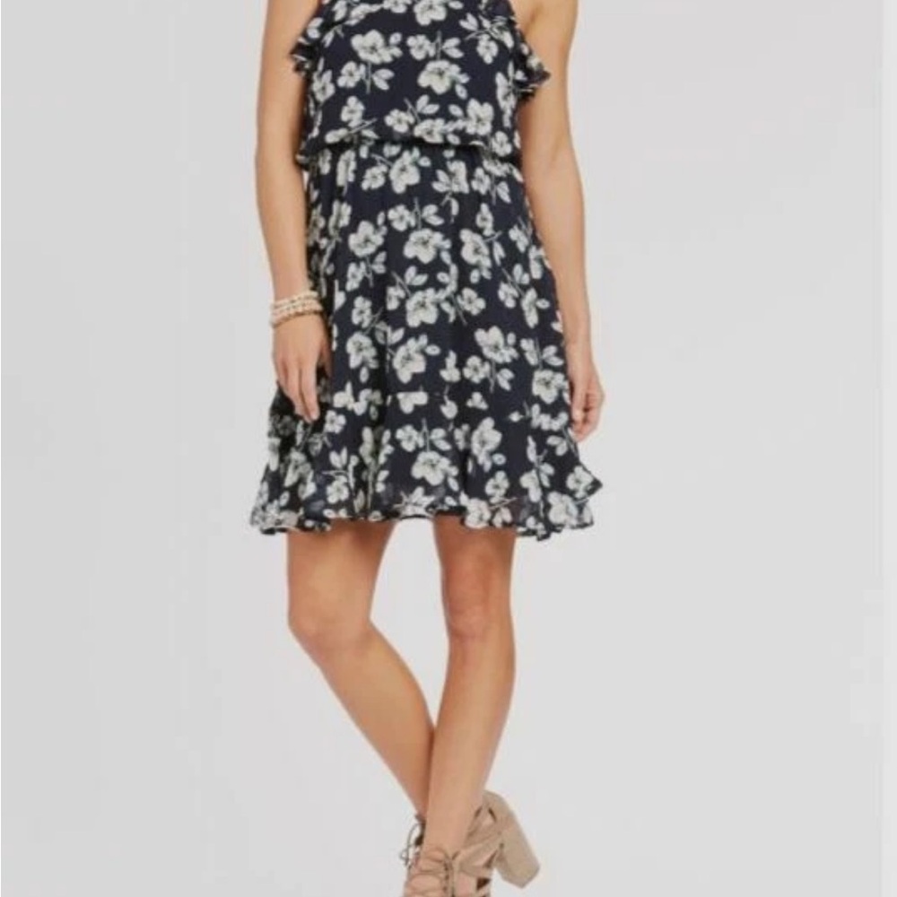 J.O.A. Floral Halter Ruffle Mini Dress Medium NWT